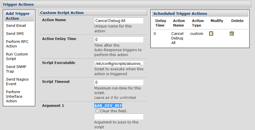 Opengear Auto-Response Trigger Configuration