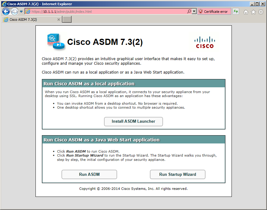 Free CCNA Workbook - CCNA Security - Lab 7-9 - Navigating to the Cisco ASDM
